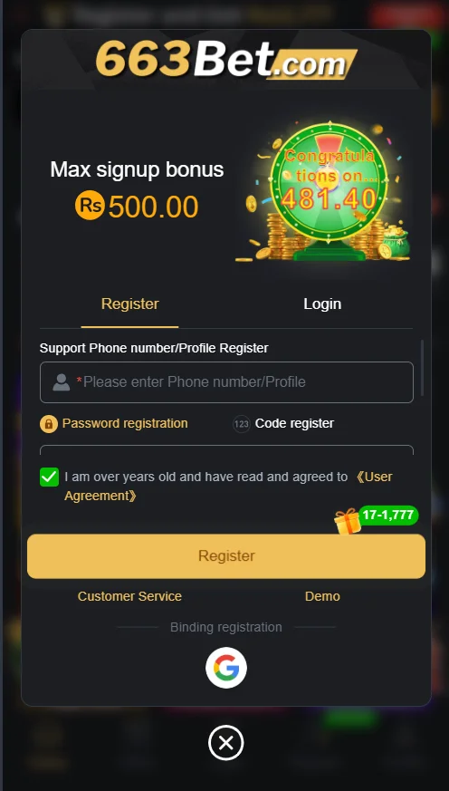 663bet game register