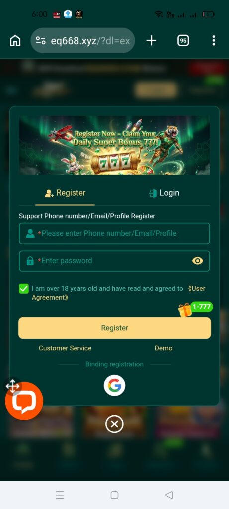 eq668 game registration